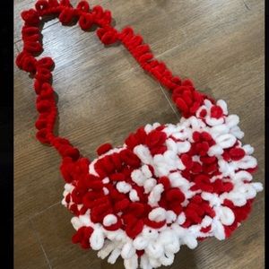 red and white coral bag